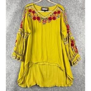Vintage Collection Tunic Top Womens XXL Floral Embroidered Beaded Artsy Boho
